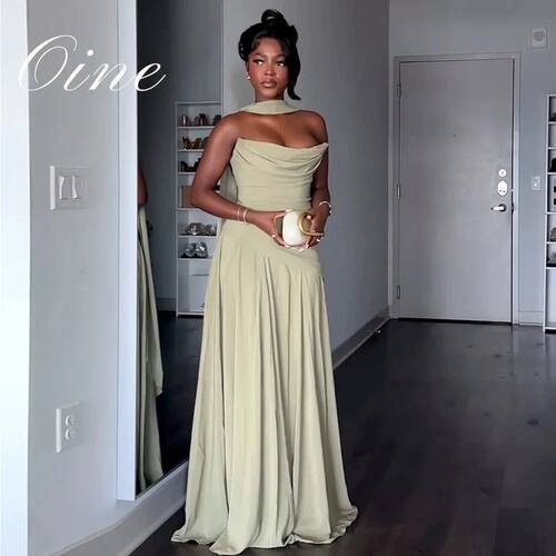 Oine Customized Sage Green Strapless Evening Dress 2026 A-Li