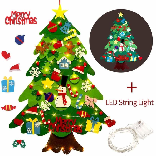 DIY Felt Christmas Tree, Merry Christmas with LED String Lig