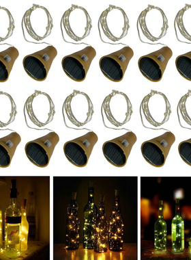 2M 20LEDs Solar Wine Bottle String Light Solar Copper Wire F