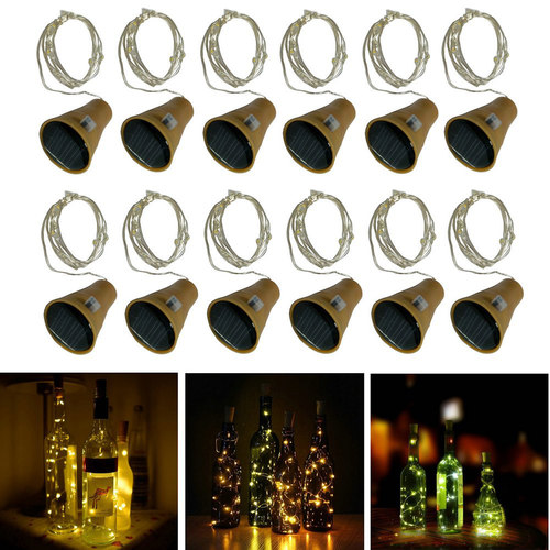2M 20LEDs Solar Wine Bottle String Light Solar Copper Wire F