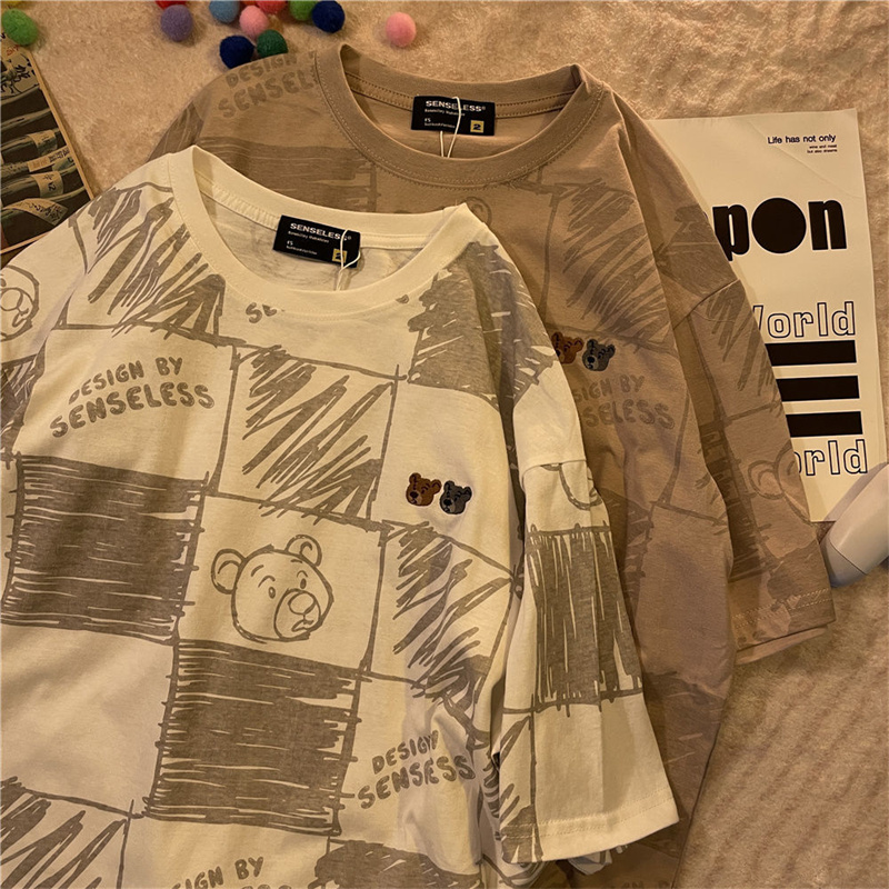 Summer New Style National Tide Full Print Cartoon Bear Kawai