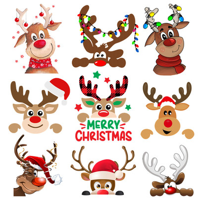 Christmas Deer Santa Claus Cute Patches for Clothes Heat Tra