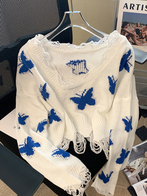 Deeptown Korean Fashion Graphic Knitted Sweater Woman Haraju