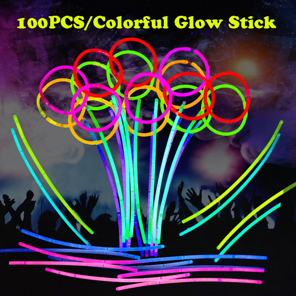 100Pcs Fluorescence Glow Sticks Halloween Party Decor Suppli