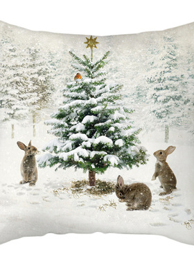 45x45cm Rabbit Elk Christmas Pillowcase Merry Christmas Deco