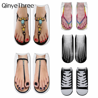 New Funny 3D Printed Toe Flip Flops Skull Canvas Shoes Patte