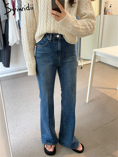 Syiwidii Flare Jeans Women 2024 High Waisted Straight Zipper