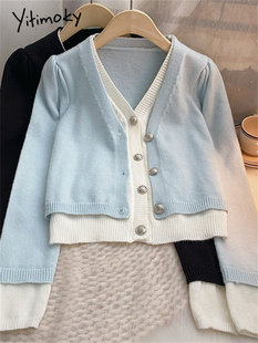 Yitimoky Knitted T Shirts for Women Fall Winter 2022 New Kor