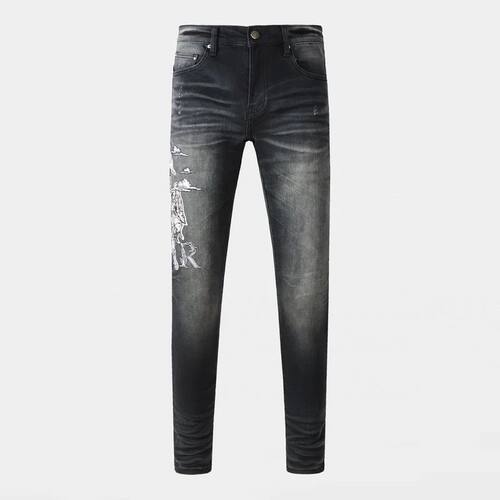 Y2K Set Fashion New Black Grey Jeans Washed Nostalgic Stch S