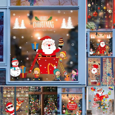 2022 Christmas Window Stickers PVC Static StickerSanta Elk W