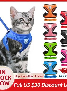 Cat Harness Vest Walking Lead Leash For Puppy Dogs Collar Po