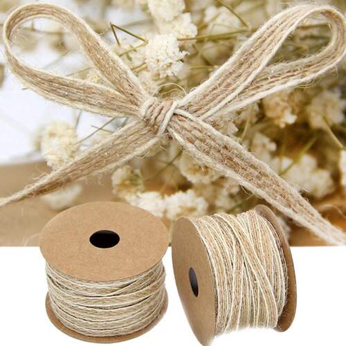 10M/Roll Jute Burlap Rolls Hessian Ribbon With Lace Vintage