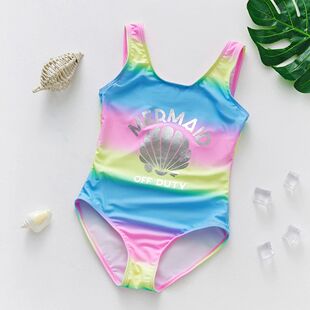 2~11Y Girls Swimsuit One Piece Girls Swimwear Rainbow print