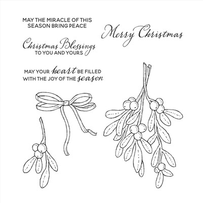 English/German/French Mistletoe Magic Stamp Phrase Christmas