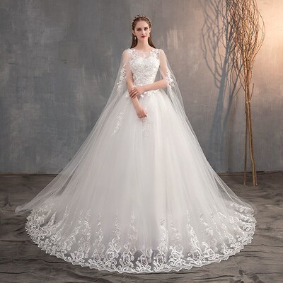 2022 Chinese Wedding Dress With Long Cap Lace Wedding Gown W