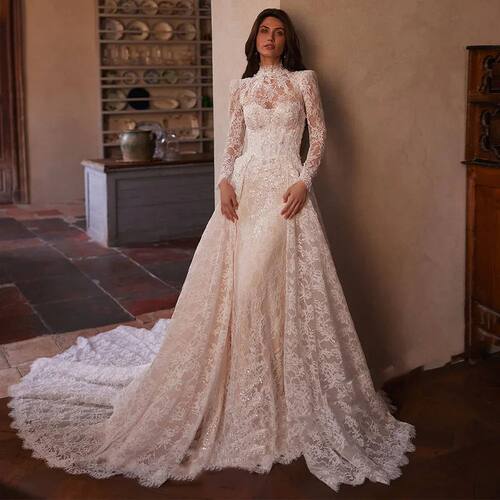 Customized Luxury Lace Mermaid Wedding Dresses For Woman Bri