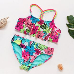 4-18Y Girls Swimwear Teenager Kids Bikini set Tropical flora