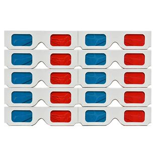 3D Glasses, 10 Pairs Red and Blue Paper Stereo Lenses for Mo