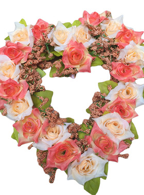 Wall Hanging Wreaths Heart-Shaped Artificial Rose Flower Gar