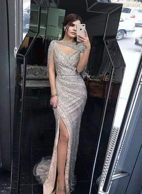 2022 Luxury Rhinestones Long Mermaid Evening Dresses Sexy Hi