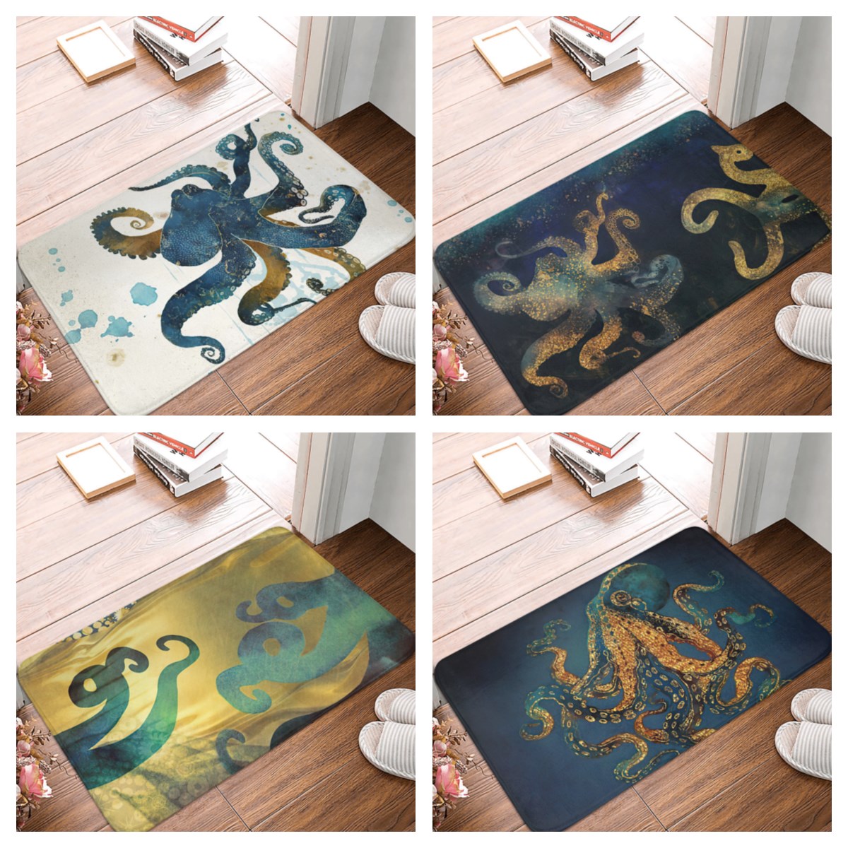 Home Art Kraken Ocean Theme Red Giant Octopus Tentacles In T