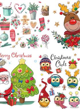 Christmas Transfers Stripe Parches Shirt Bags Heat Transfer