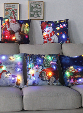 45 cm LED Christmas pillow case with lights covering Christm