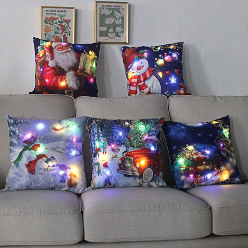 45 cm LED Christmas pillow case with lights covering Christm