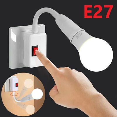 Direct Plug-in Rotary Lamp Head E27 Socket Lamp Converter wi