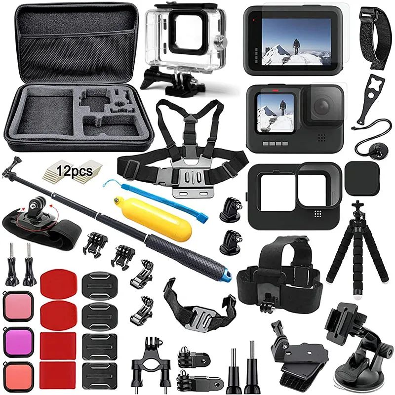 Accessories Kit for Gopro Hero 12 11 10 9 Black Carrying Bag