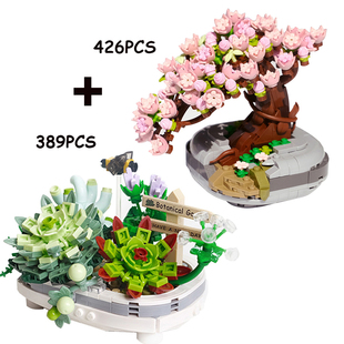 MOC Creative LOZ MINI Flower Pot Plant Building Block City C