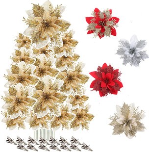 10/20pcs Christmas flower poinsettia artificial flower with