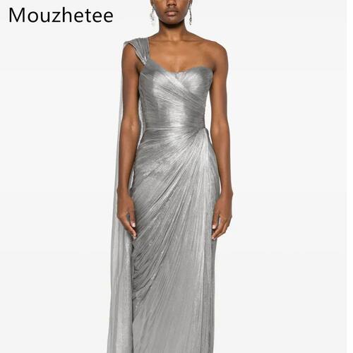 Mouzhetee Elegant Mermaid One-Shoulder Shiny Dresses Formal
