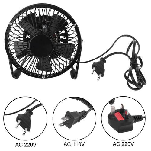 US EU UK Plug AC 110V 220V Electric Fans Table Metal Fan Sma