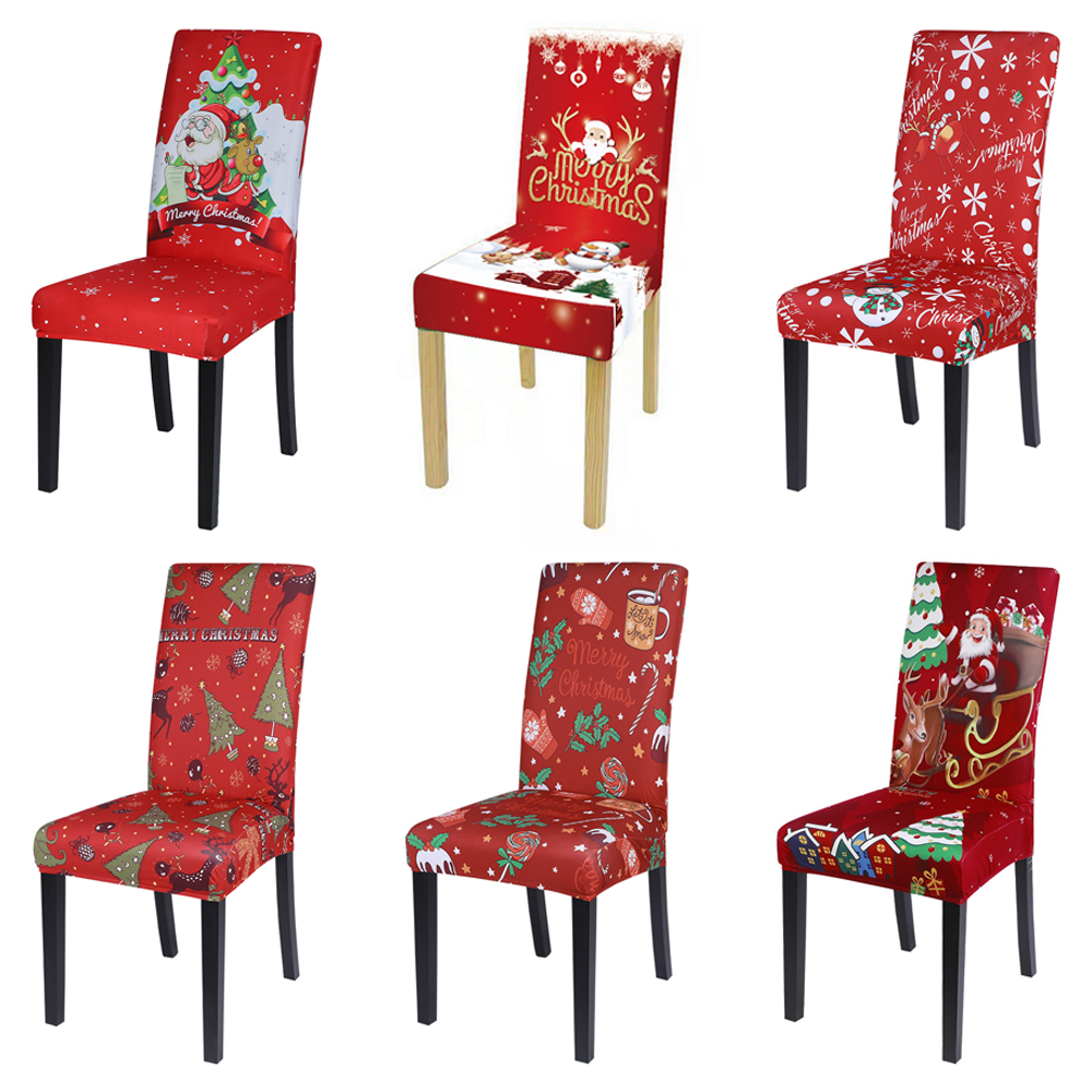 Christmas Chair Cover Polyester Stretch Dining Chair Cover A