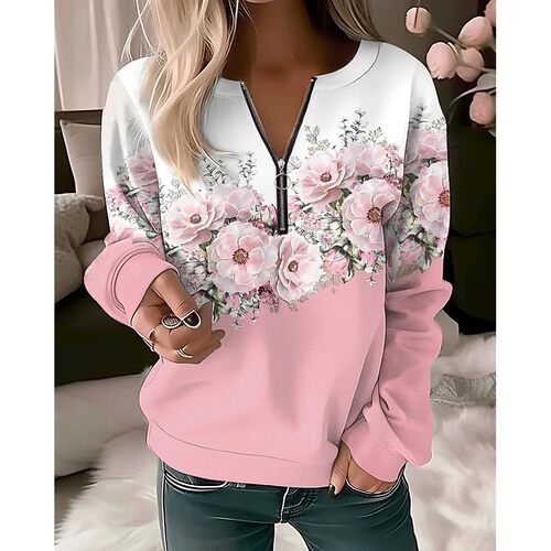 Women's Hoodies Women Fashion Floral Hoodies Flower Painting