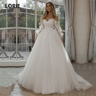 Dresses Puff Sleeve LORIE Lace Wedding Appliques Glitter