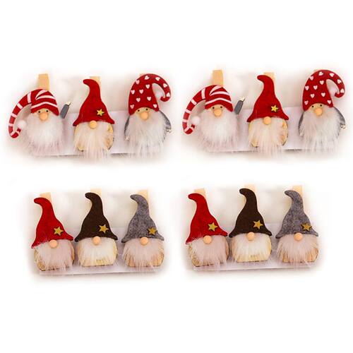 6pcs Christmas Swedish Gnome Decoration Wooden Clips DIY Pho
