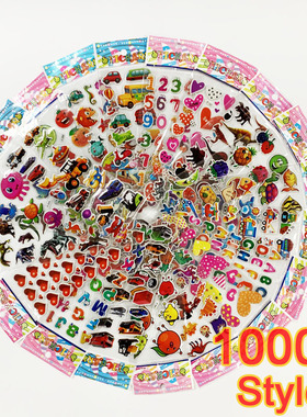 12 Sheets/Pack 3D Cartoon Stickers Scrapbooking Waterproof B