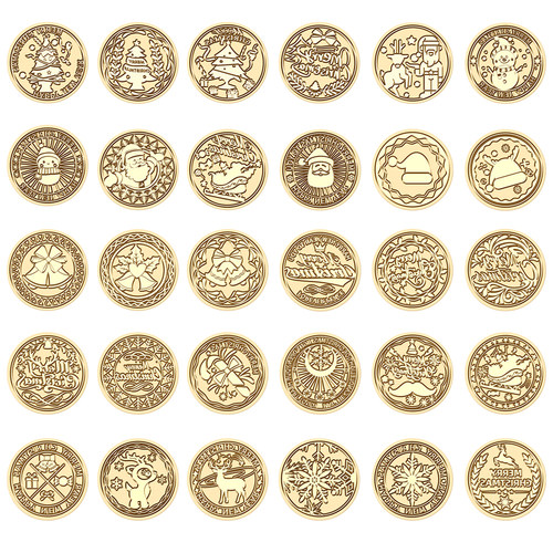 25mm Christmas Cartoon Pattern Retro Wax Seal Stamp Copper H