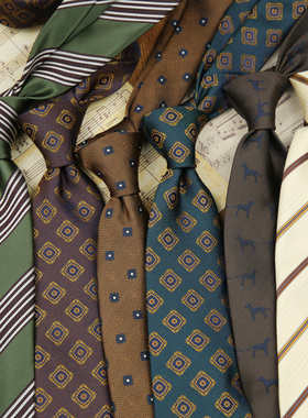 男士复古条纹酒红藏青墨绿色咖色手打绅士商务正装结婚8CM领带