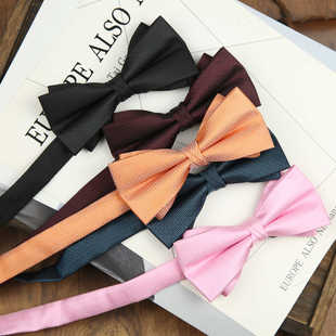 男士交叉仿手打黑色酒红藏青领结婚礼新郎伴郎礼服蝴蝶结粉色纯色