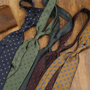 复古波点小花纹领带男商务休闲百搭箭头型8CM多色条纹手打款领带