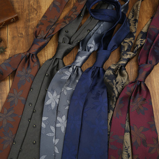 复古商务花纹箭头型领带男女正装百搭西服配饰8CM手打款涤纶暗色