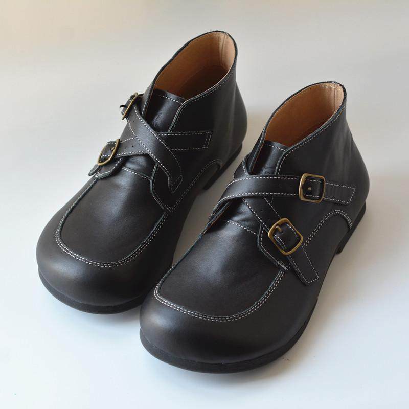 宽版真皮高帮勃肯一脚蹬复古软底大头交叉带小众丑萌外贸马丁短靴,女鞋,马丁靴,淘宝优惠券,粉丝福利购,淘宝优惠卷