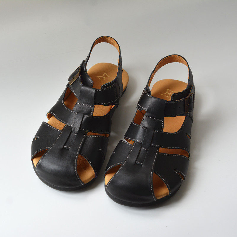 宽头真皮凉鞋软面女款外贸时尚罗马凉拖头层牛皮洛丽塔大头中国风,女鞋,罗马凉鞋,淘宝优惠券,粉丝福利购,淘宝优惠卷