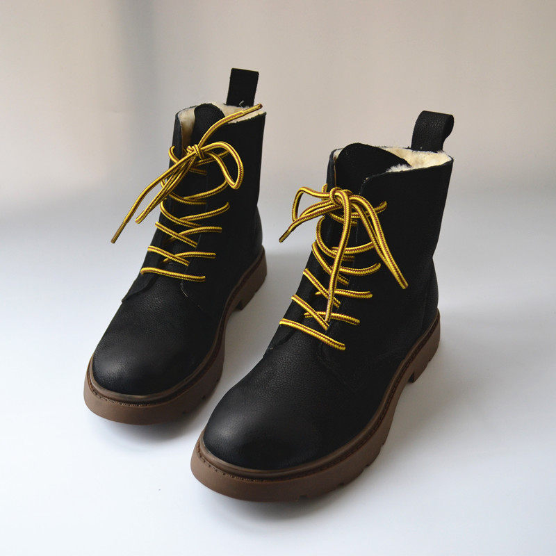 羊毛女加绒马丁靴雪地靴外贸原单鞋复古经典真皮短靴保暖大棉鞋