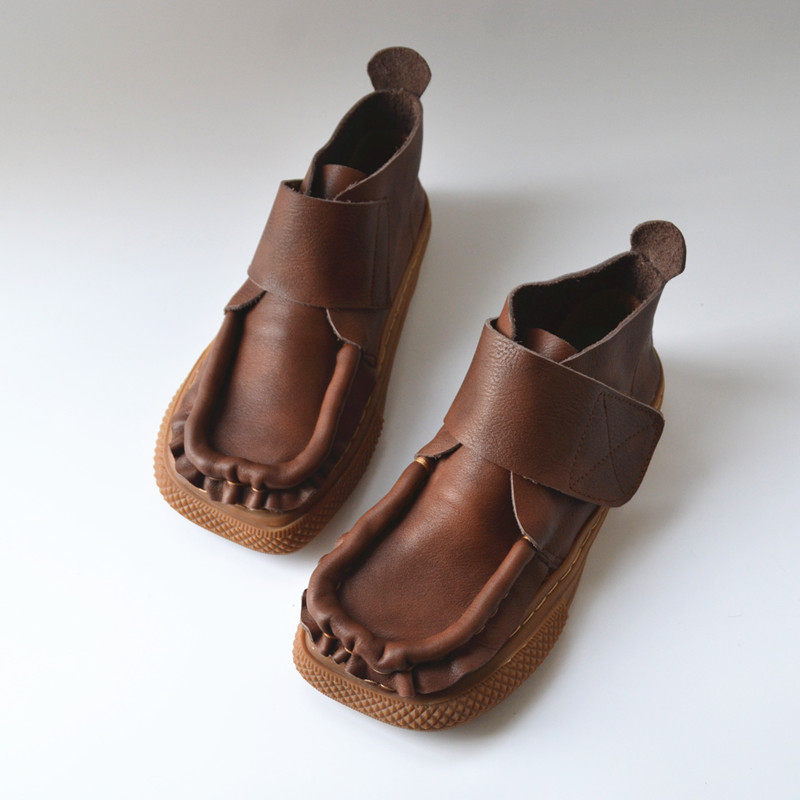 真皮日系学院风丑萌方鞋宽松高帮外贸手工女鞋平底软面森系女靴单,女鞋,高帮鞋,淘宝优惠券,粉丝福利购,淘宝优惠卷