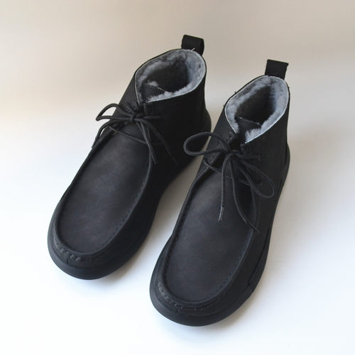 男 真皮 羊皮毛一体防滑雪地靴保暖高帮手工缝线小众外贸冬大棉鞋