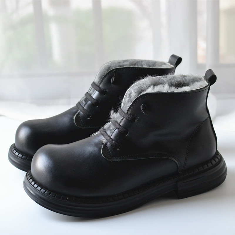真皮保暖棉靴雪地靴松糕厚底鞋